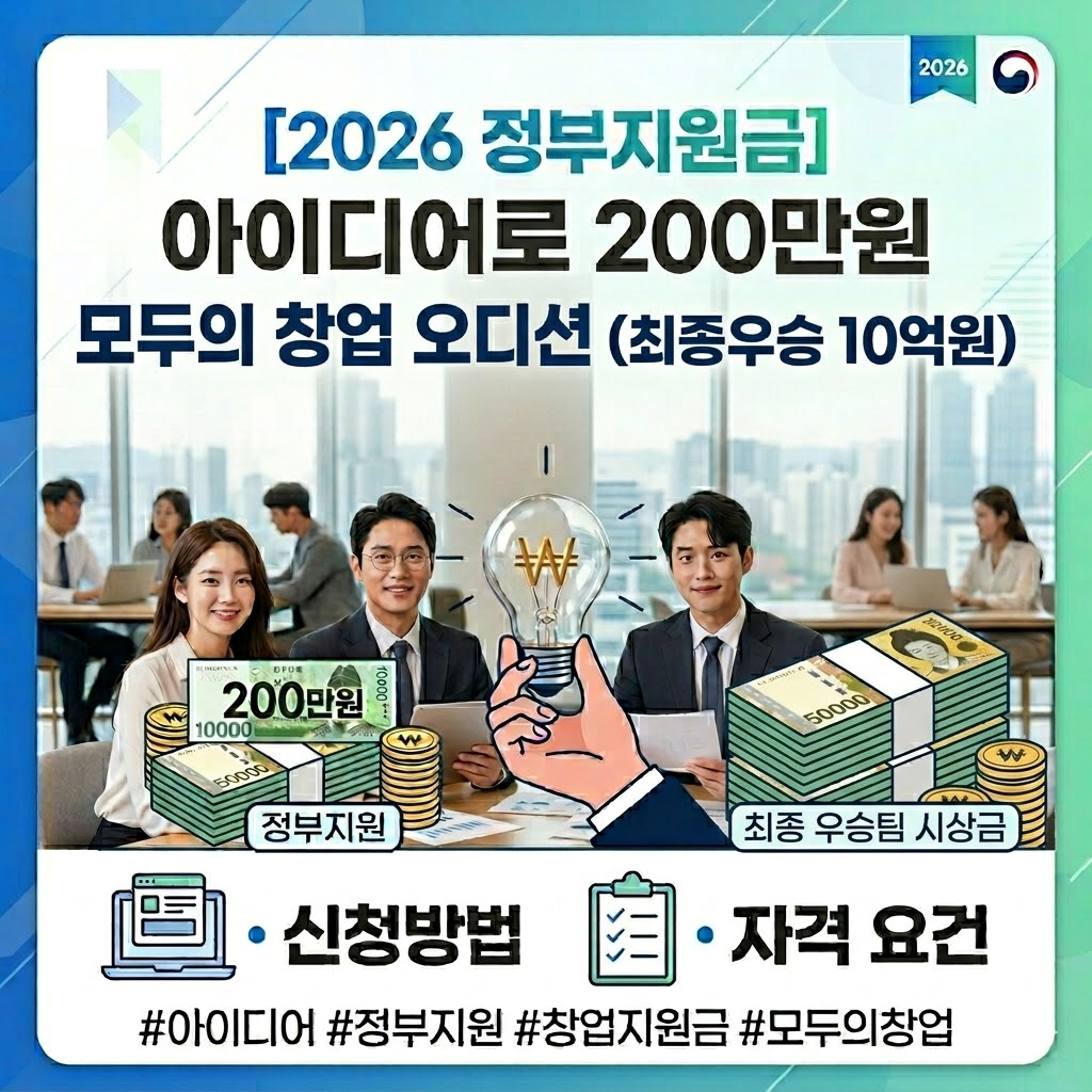 [2026 정부지원금] 아이디어만으로 200만원? '모두의 창업' 오디션 신청방법 및 자격 요건 썸네일