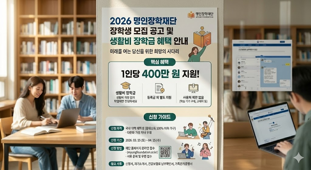 2026 명인장학재단 장학생 모집 공고 및 생활비 장학금 혜택 안내 이미지