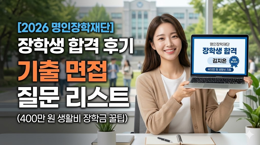 [2026 명인장학재단] 장학생 합격 후기 및 기출 면접 질문 리스트 (400만 원 생활비 장학금 꿀팁) 포스팅 썸네일