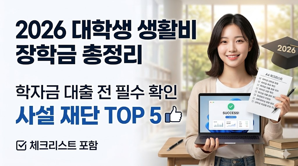 2026 대학생 생활비 장학금 총정리, 학자금 대출 전 필수 확인 사설 재단 TOP 5 포스팅 썸네일
