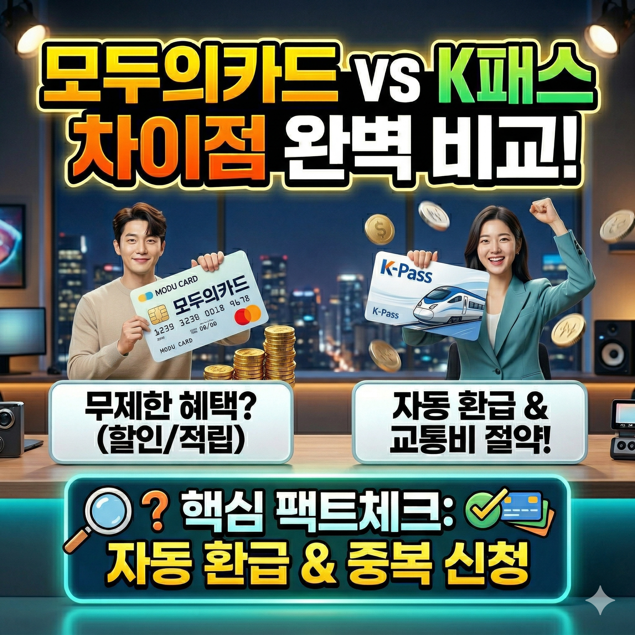 모두의카드 vs K패스 차이점 완벽 비교! (자동 환급, 중복 신청 팩트체크)-2026 썸네일