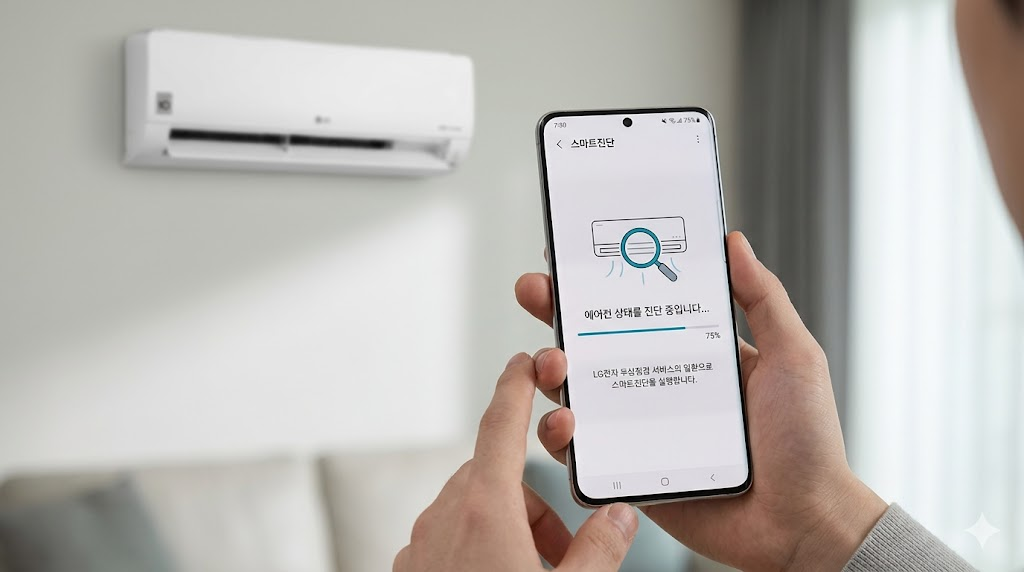 LG 에어컨 무상점검을 위한 ThinQ 앱 스마트진단 실행 화면