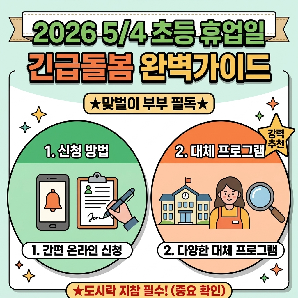 2026년 5월 4일 초등학교 재량휴업일 긴급돌봄 교실 신청 방법 및 대체 프로그램 (맞벌이 부부 필독) 썸네일