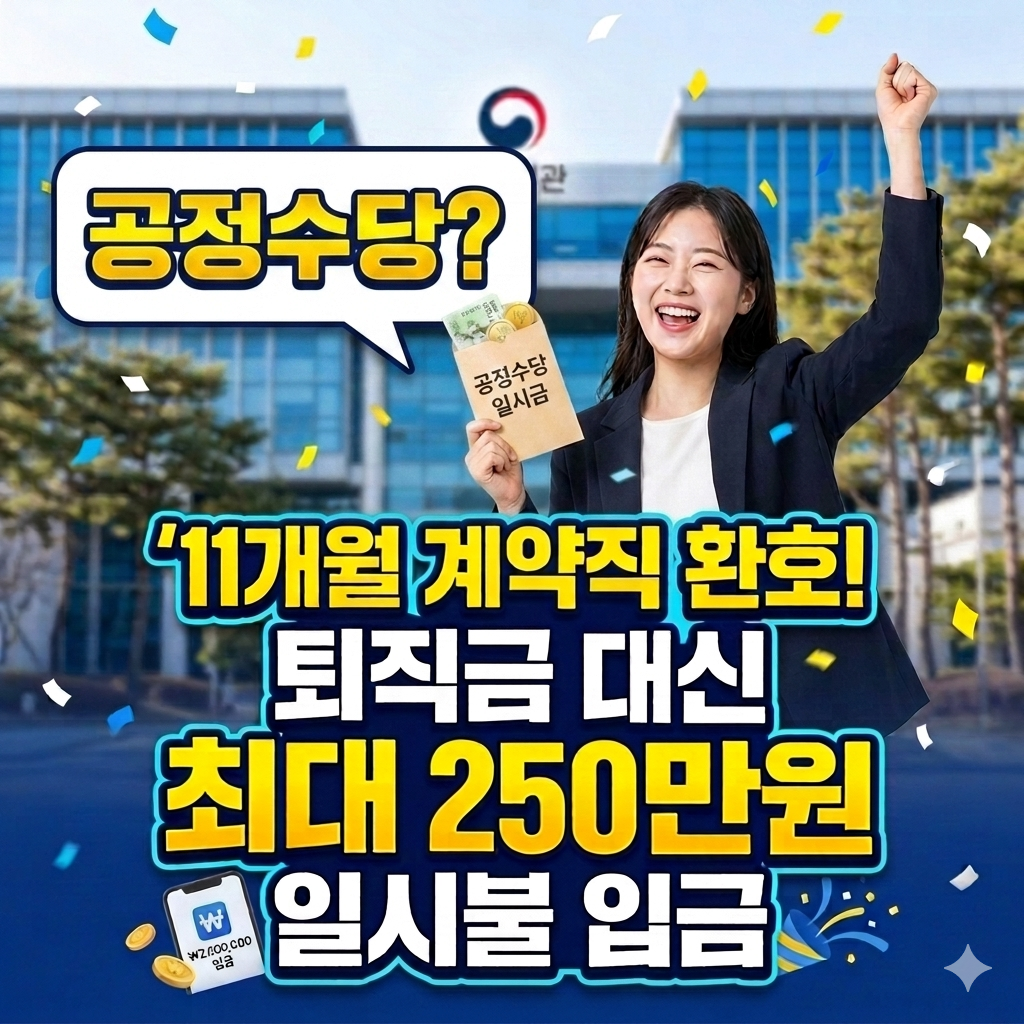 2026년 1년 미만 공공부문 근로자 공정수당 최대 250만원 확정 안내