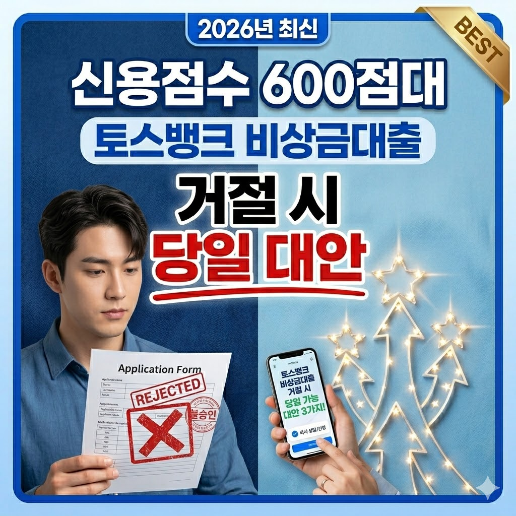 신용점수 600점대 토스뱅크 비상금대출 거절 시 당일 대안 3가지 (2026년 최신) 썸네일 이미지