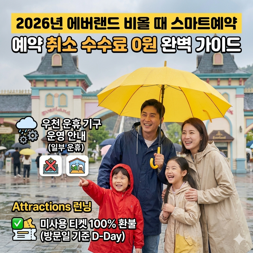 2026년 에버랜드 비올때 스마트예약 당일 취소 수수료 및 우천 운휴 기구 운영 안내 썸네일